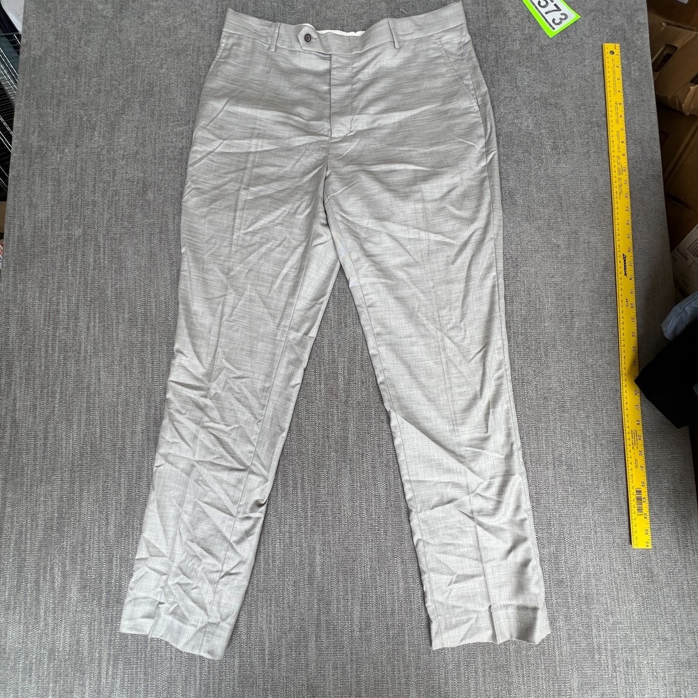 Mens Vince Camuto Dress Pants 38 Light Gray Flat Front Slim Fit Straight Leg